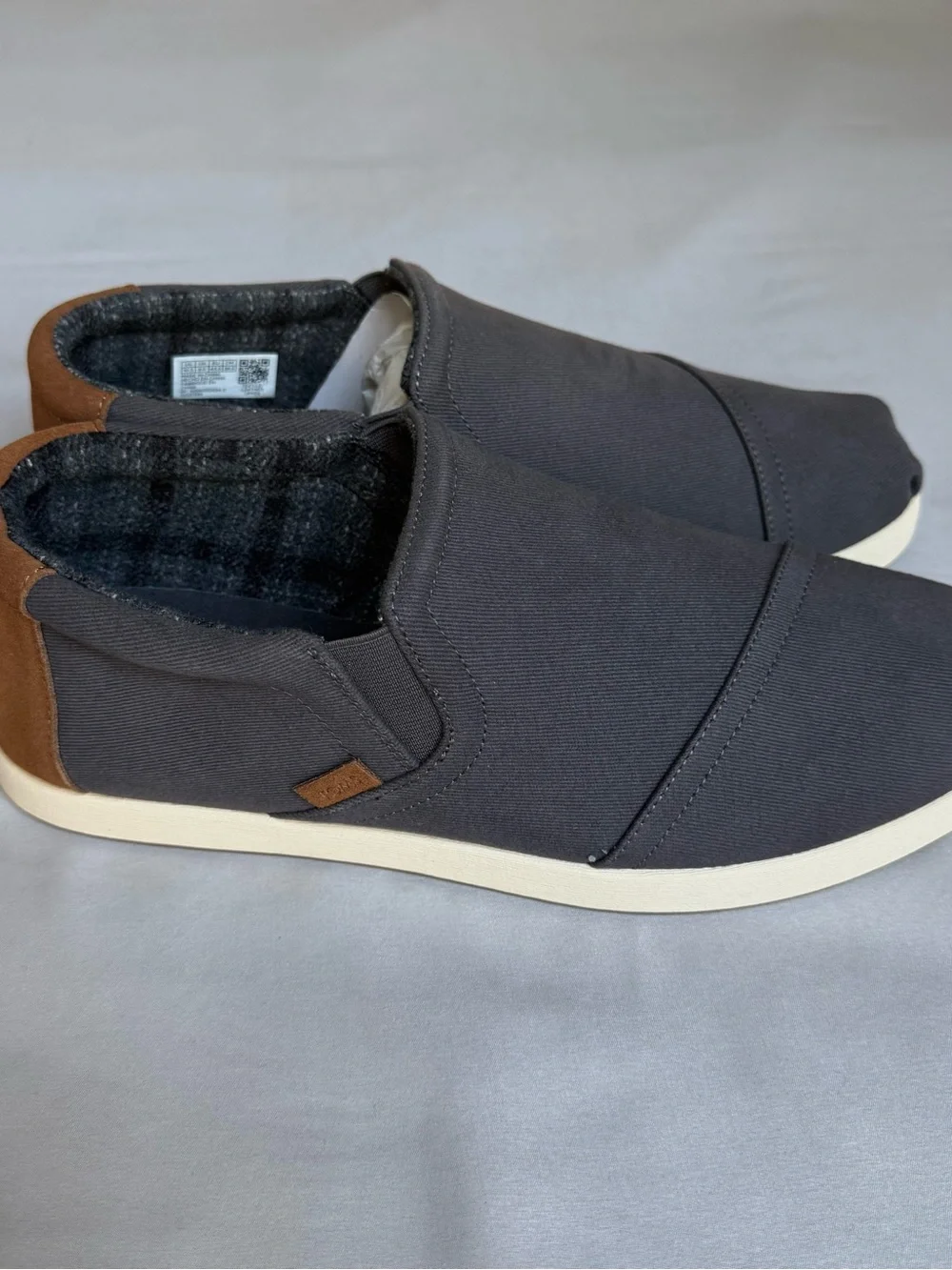 TOMS Men's Alpargata Fwd Mid Vintage Twill Slip-On Espadrilles in dark grey